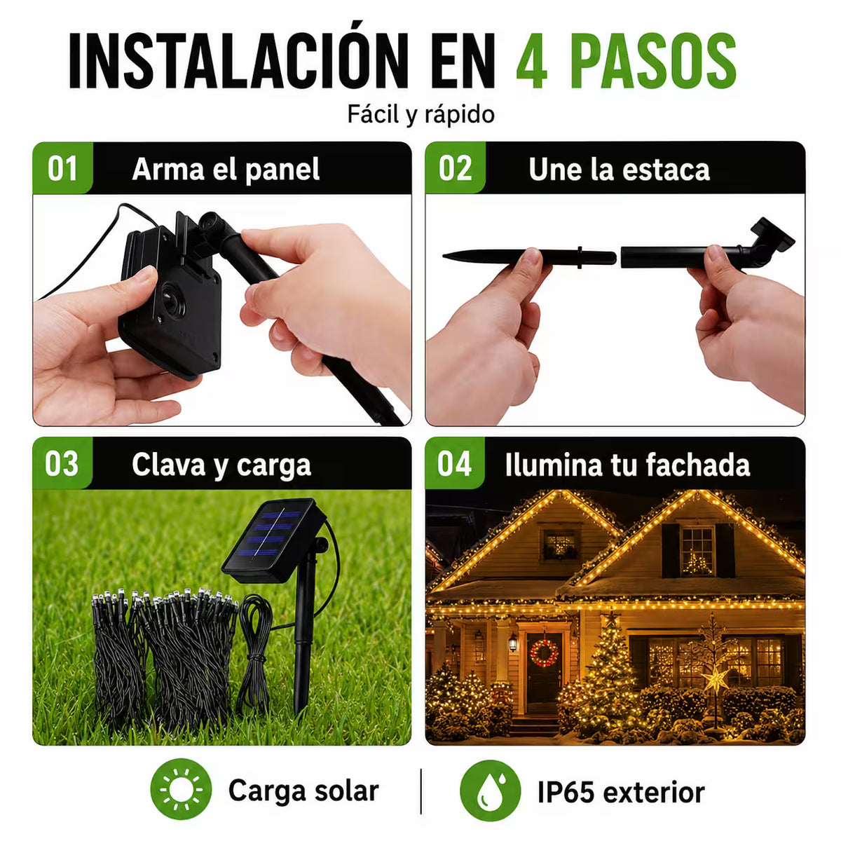 SolarGlow™ – Luces Navideñas Multicolor de 10 Metros que Iluminan sin Gastar Luz x100 Bombillos ✨