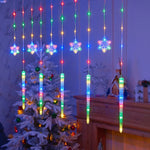 Cortina Navideña LED de 3 Metros | Copos de Nieve + Lluvia de Luces