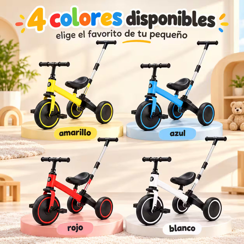 Triciclo Infantil 3 en 1  Barra Paseadora Ajustable + Pedales - El Regalo Perfecto para Navidad