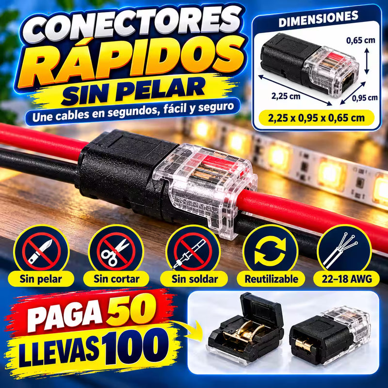 Une cables en segundos, sin pelar ni soldar! 🔧 Aprovecha nuestra promoción PAGA 50 Y LLEVAS 100 conectores rápidos