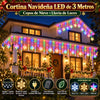 Cortina Navideña LED de 3 Metros | Copos de Nieve + Lluvia de Luces