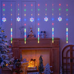 Cortina Navideña LED de 3 Metros | Copos de Nieve + Lluvia de Luces