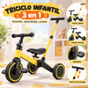 Triciclo Infantil 3 en 1  Barra Paseadora Ajustable + Pedales - El Regalo Perfecto para Navidad