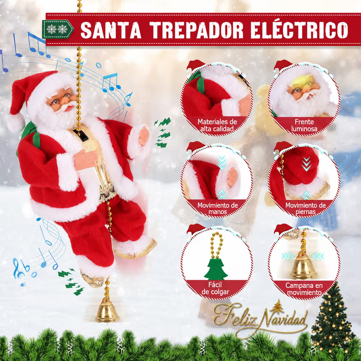 🎅 ¡Papá Noel Trepa, Se Mueve y canta!